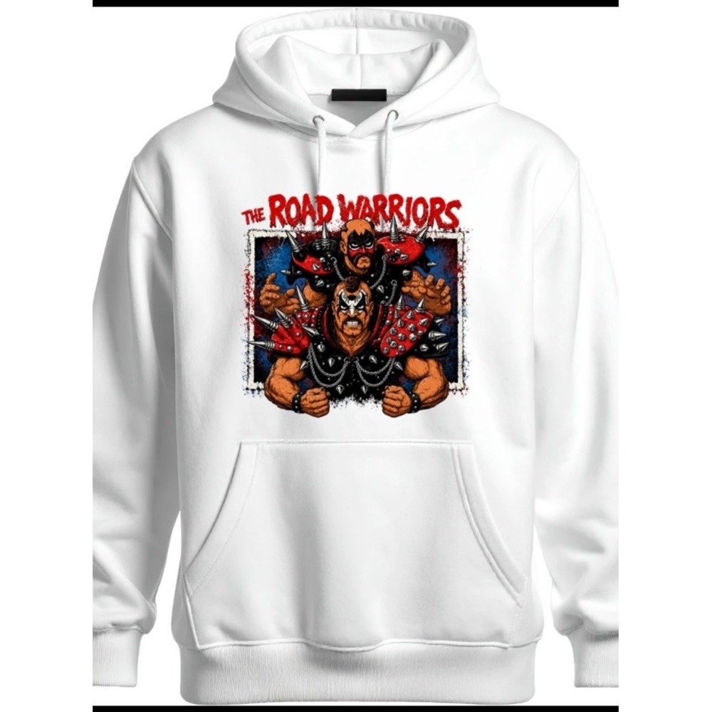 The Road Warriors‎ WCW/WWF Retro Hoodie Unisex Adult White XL